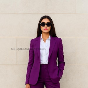 Deep Purple Handmade Elegant Women&#39;s Suit: Wedding & Office Party Wear Casual Outfit