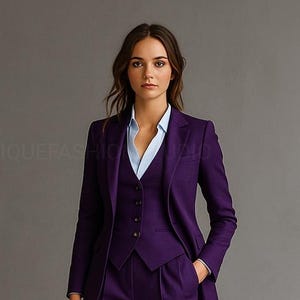 Royal Purple 3-Piece Suit: Handmade Stylish Party Outfit