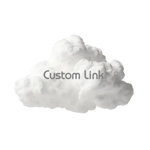 May include: A white, three-dimensional cloud-shaped object with a textured, rounded surface. The text "Custom Link" is printed in a dark gray, sans-serif font across the center of the cloud, which is isolated against a plain white background.