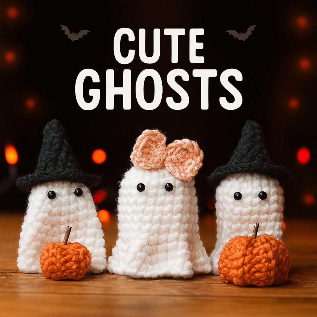 Halloween Ghost Crochet Pattern PDF – 3 Amigurumi Ghosts With Pumpkin ...