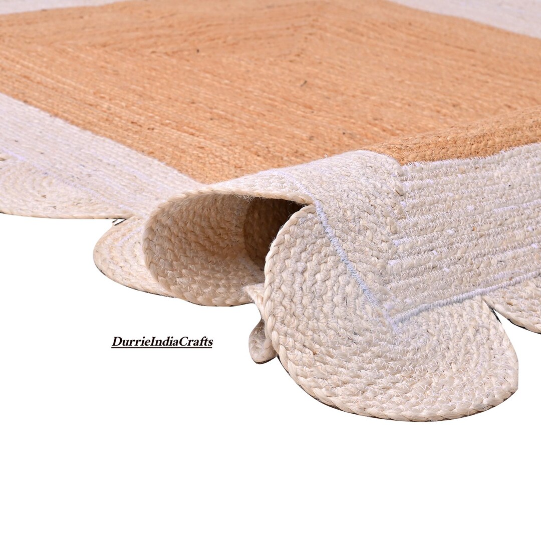 Wavy Jute Rug, Scalloped Jute Rug, Custom Size Jute Rug, Accent Jute ...