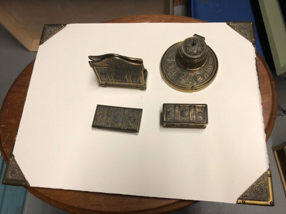 Antique Brass Art Nouveau Jennings Brothers Desk Set 5 Etsy image 0 - Antique Brass Art Nouveau Jennings Brothers Desk Set 5 Etsy