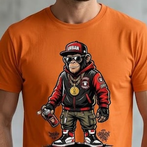 Streetwear Schimpans Punch Monkey PNG | Urban Hiphop Graffiti Konst | Digital Nedladdning av Skjortadesign | Vektor Hypebeast Gorilla Maskotskjorta