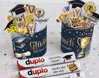 Prüfung Bestanden Duplo Banderole Vorlage | Glückwunsch zur bestandenen Prüfung | Geldgeschenk PDF | Sofort Download