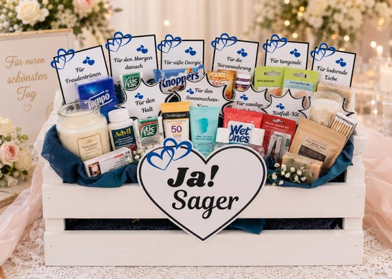 Ja Sager Korb Druckvorlage PDF, DIY Hochzeitsgeschenk,Lustiges Geschenk für Brautpaar, Vorlage zum Ausdrucken Digital Download