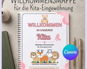 Willkommensmappe Kita Canva Vorlage | Elternmappe Kindergarten | Eingewöhnung PDF | Kita Infomappe | Editierbar