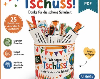 Duplo Banderole Lehrer Abschied Geschenk Set Printable,  Schuljahresende Danke, Tschüss Lehrer Geschenk DIY PDF