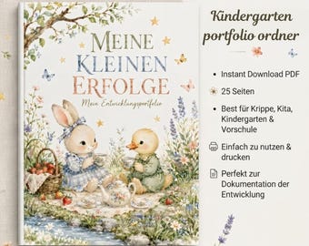 Portfolio Kita Vorlage Entwicklung | Meine kleinen Erfolge | Kindergarten Portfolio | Krippe Vorschule | 25 Seiten PDF Sofortdownload