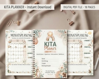 Kita Planer PDF Kita Planer und Kindergarten Organizer zum Ausdrucken| Kindergarten Planer für Erzieher:innen | Jahresplaner, Wochenplaner