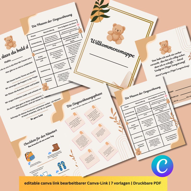 Willkommensmappe Kita Canva Vorlage | Elternmappe Kindergarten PDF | Eingewöhnung Infomappe | Kita Aufnahme Mappe Editierbar image 3