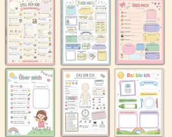 6 Kennenlernblatt  steckbrief Kindergarten PDF | Das bin ich Portfolioseite | Ich Buch Kita Krippe | Erzieherin Vorlage sofort Download