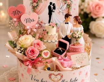 Verlobung Geschenk Vorlage zum Ausdrucken, Geldgeschenk Verlobung, DIY Geschenkbox Brautpaar, Engagement Geschenk PDF