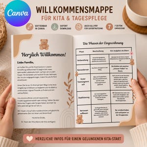 Willkommensmappe Kita Canva Vorlage | Elternmappe Kindergarten PDF | Eingewöhnung Infomappe | Kita Aufnahme Mappe Editierbar image 2
