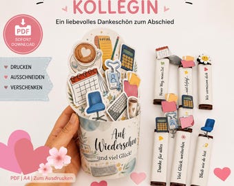Abschiedsgeschenk Kollegin | Duplo Banderole PDF | Kollegin Abschied | Jobwechsel | Ruhestand | Dankeschön | Sofort Download
