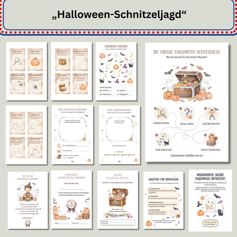 Schnitzeljagd Halloween Kinder | Schatzsuche 5–8 Jahre | 26 Seiten PDF zum Ausdrucken | Halloween Partyspiel | Hinweiskarten #schnitzeljagd halloween #schnitzeljagd 4 5 6 7 8 jahre #halloween spiele kinder
