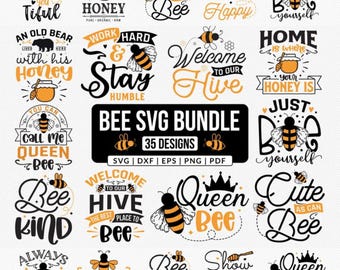 Bijen SVG-bundel: Citaten over honingbijen, honingraat, T-shirtontwerpen met hommels (PNG)