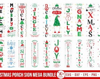 Christmas Porch Sign SVG Mega Bundle: Vertical Door Decor Designs Png