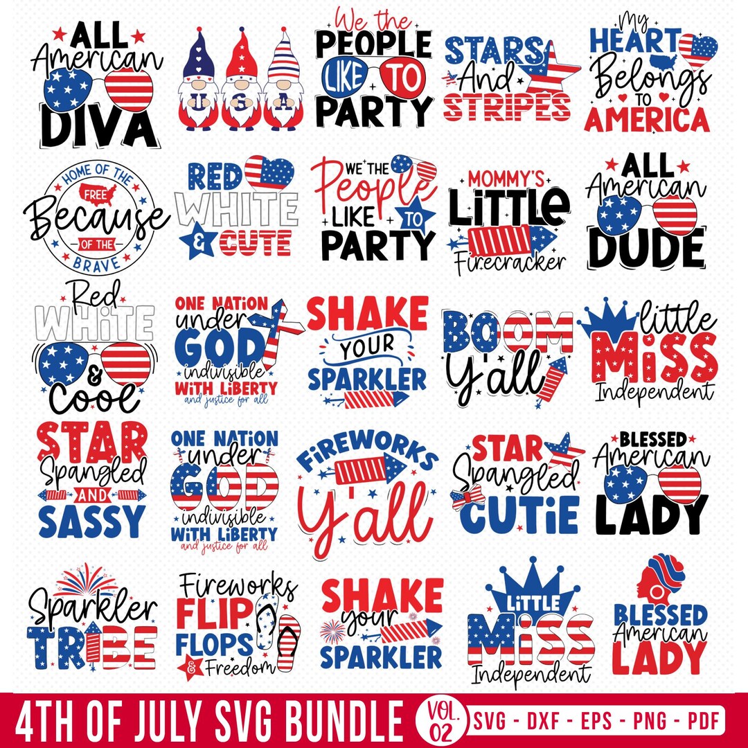 4th of July SVG PNG Bundle: USA Independence Day Cut Files, American ...