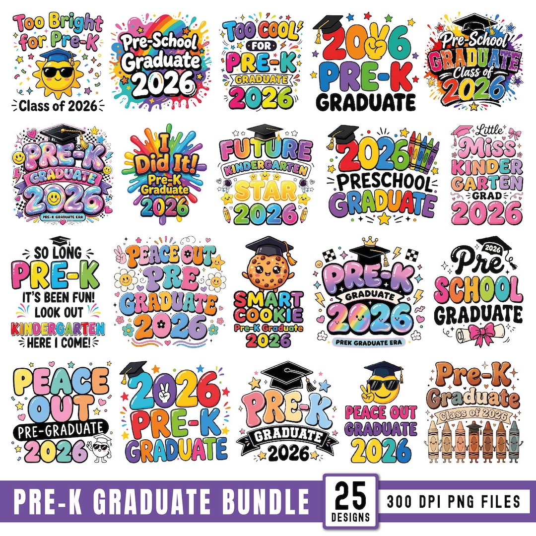 Grad Fest Graphics Pre-k Graduate 2026 PNG Bundle, so Long Prek Shirt Designs, Preschool ...