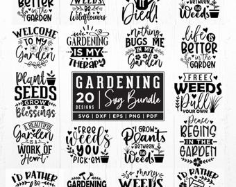 Gardening SVG Bundle, Funny Plant Quotes & Sayings, Houseplant PNG, Plant Lover Cut Files, Garden Shirt Designs for Cricut and Silhouette