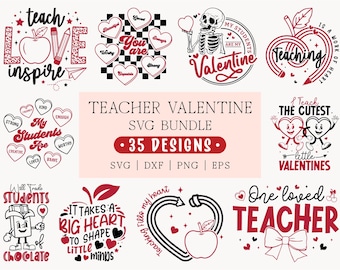 Pacchetto SVG per San Valentino dell'insegnante: Insegnamento di San Valentino, Design per magliette Love Teacher