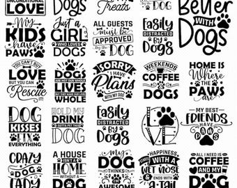 Dog SVG Bundle: Dog Lover Quotes & Sayings, Puppy Paw Print Cut Files for Cricut