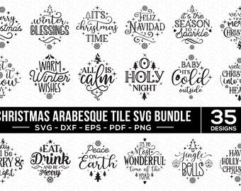 Arabesque Christmas Ornament SVG Bundle: Xmas Tree Decor Tile Cut Files