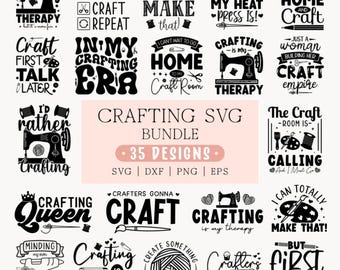 Crafting SVG Bundle: Crafter Quotes & Sayings, Craft Shirt Designs for Cricut (PNG)