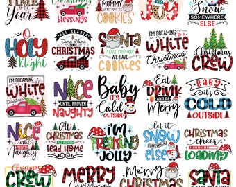 Christmas PNG Bundle: Funny Quotes, Xmas Tree, Santa Claus Sublimation Designs