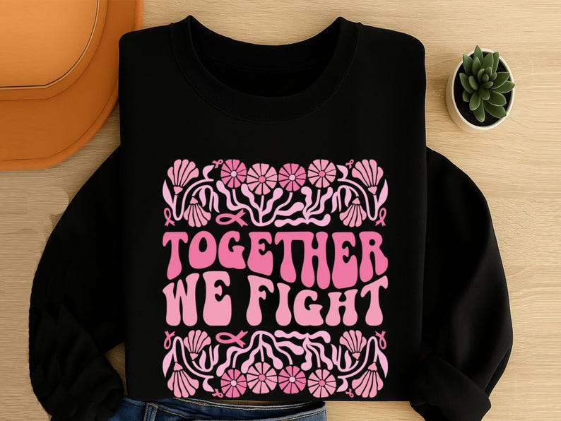 Boho Floral Breast Cancer SVG Bundle: Pink Abstract Flowers Coquette Bow Awareness Ribbon Designs image 9