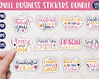 Printable Small Business Stickers PNG: Thank You Packaging Labels Designs