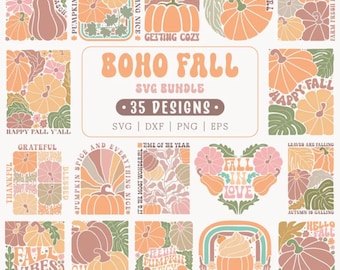 Boho Fall SVG Bundle: Abstract Autumn Pumpkin Designs (Digital Download)
