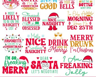 Funny Christmas SVG bundle: Xmas Sarcastic Quotes Shirt Designs for Cricut & Silhouette