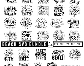 Beach SVG Bundle: Funny Quotes, Hand Drawn Summer Graphics, Beach Vacation Designs for Cricut