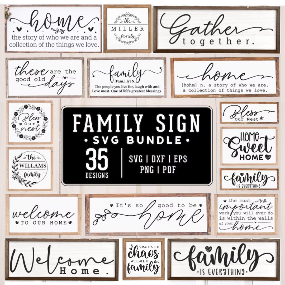 Family Sign SVG Bundle: Door Hangers, Home Decor Cut Files for Cricut ...