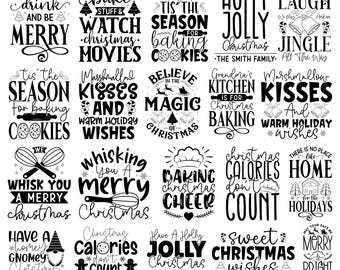 Christmas Kitchen Towel SVG Bundle: Funny Holiday Apron Baking Quotes (Cut Files)