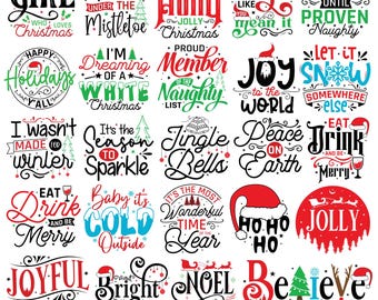 Mega pacchetto SVG natalizio: 60 disegni PNG per magliette, compatibili con Cricut e Silhouette.