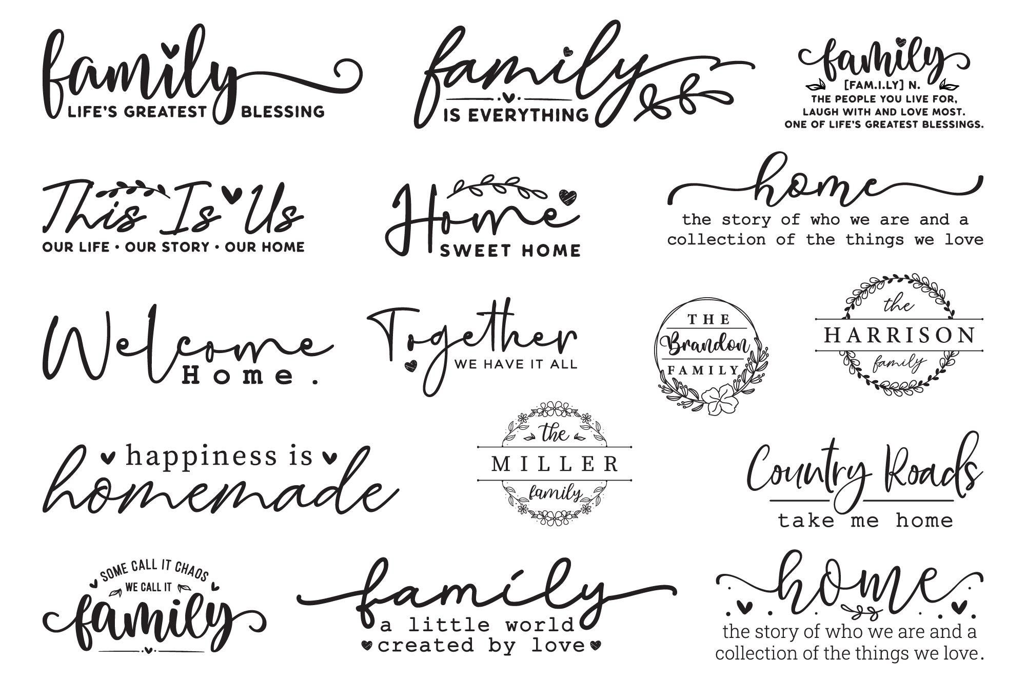 Family Sign SVG Bundle: Door Hangers, Home Decor Cut Files for Cricut ...