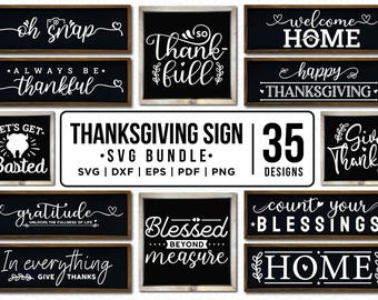 Thanksgiving Sign SVG Bundle: Rustic Farmhouse style Decor Designs (PNG)