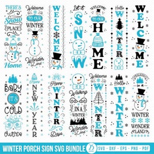 Winter Porch Sign SVG Bundle: Vertical Welcome Door Designs for Cricut & Silhouette