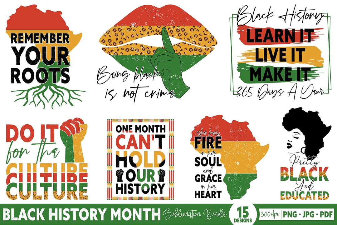 Black History Month PNG Bundle: African American Black Woman, People ...