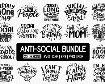 Anti Social SVG Bundle: Funny Introvert Shirt Designs for Cricut and Silhouette