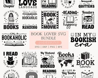 Book Lover SVG Bundle: Funny Reading, Book Quotes Cut Files for Cricut & Silhouette