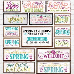 Spring Farmhouse Sign SVG Bundle: Rustic Spring Decor Designs for Cricut and Silhouette