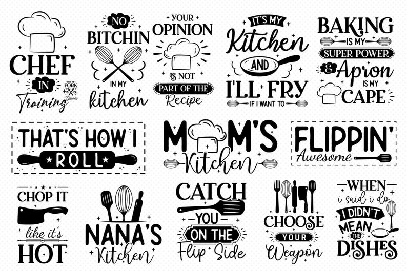 Funny Kitchen Sign SVG Bundle: Wall Decor Plaque Designs for Cricut and ...