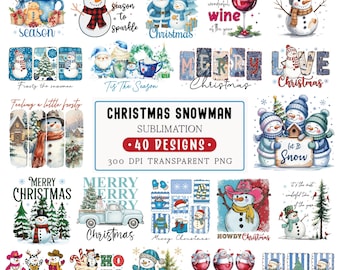 Christmas Snowman PNG Bundle: Funny Xmas, Winter Vibes Sublimation Designs