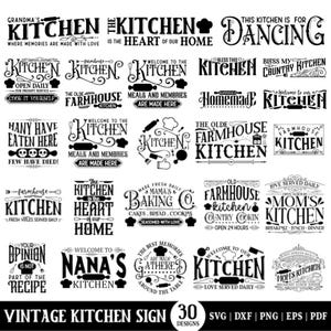 Vintage Kitchen Sign SVG Bundle: Rustic Wall Decor Plaque Cut Files (for Cricut & Silhouette)