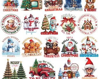 Christmas Bundle PNG: Xmas Tree, Santa Clause, Snowman Sublimation Designs