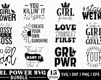 Girl Power SVG PNG Bundle: Woman, Feminist Empowerment Cut Files (EPS)
