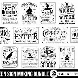 Halloween Sign Making SVG Bundle: Spooky Rustic Farmhouse Decor Cut Files ( for Cricut & Silhouette)